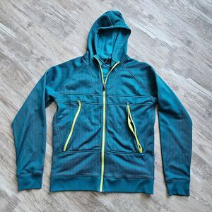 Oakley Metal Blue Green Mens Large Zippered Hoodie Sweatshirt‎ Long Sleeve FLAWS
